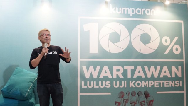 Presiden Komisaris Budiono Darsono dalam acara 100 persen wartawan di kantor kumparan. (Foto: Helmi Afandi Abdullah/kumparan)