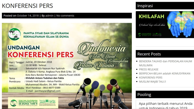 Konferensi pers khilafah. (Foto: Dok. syiarkhilafahdunia)