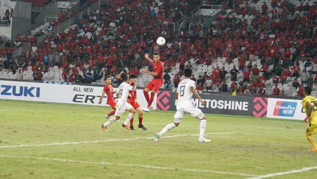 Gol ke 3 tandukan Beto Goncalves di Pertandingan AFF Suzuki Cup 2018 Indonesia vs Timor Leste. (Foto: Helmi Afandi Abdullah/kumparan)