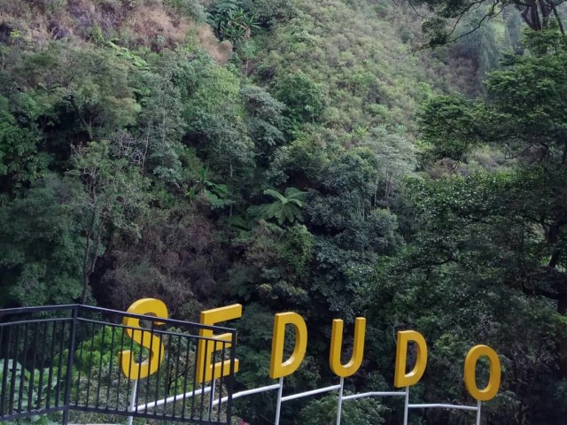 Warna air terjun Sedudo berubah menjadi hitam akibat material abu bekas kebakaran hutan yang terbawa air hujan ke aliran sungai. (Foto: @adytiatanara/instagram)