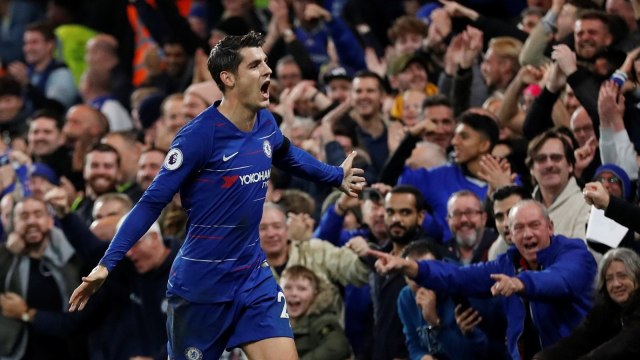 Morata merayakan gol ke gawang Crystal Palace. (Foto: Reuters/Matthew Childs)
