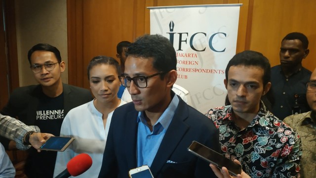 Sandiaga Uno di acara JFCC, Sudirman, Jakarta. (Foto: Maulana Ramadhan/kumparan)