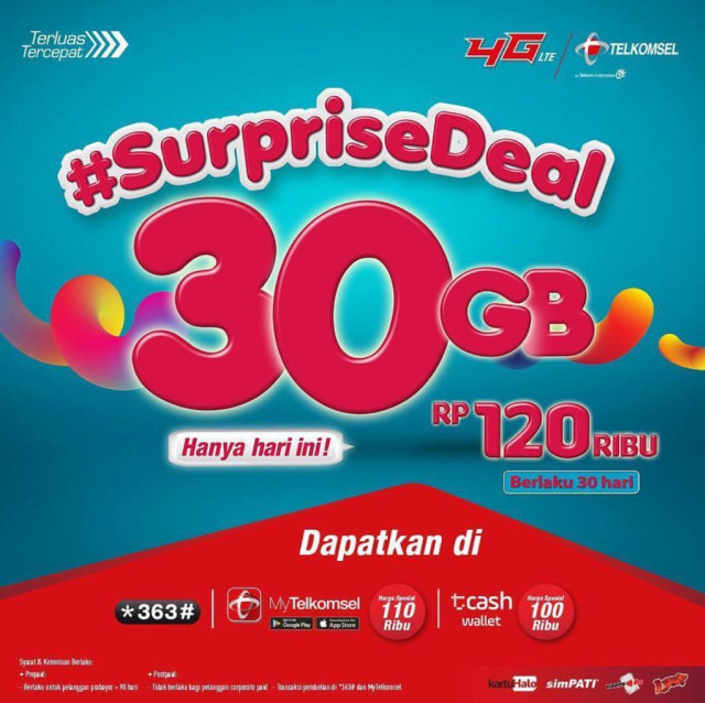 Paket internet kuota Telkomsel 30 GB cuma Rp 120 ribu (Foto: Telkomsel)