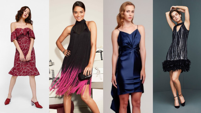 Rekomendasi cocktail dress (Foto: Dok. Love, Bonito, Karen Millen, M by Micha, dan Coast)
