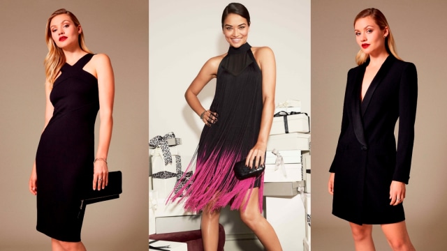 Halterneck Bodycon, Dip Dye Fringed Mini Dress, dan Tailored Tuxedo Dress (Foto: Dok. Karen Millen)