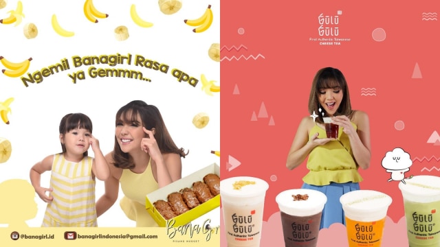 Bisnis kuliner Gisella Anastasia. (Foto: Instagram/@banagirl.id , Instagram/@gulugulu.id)