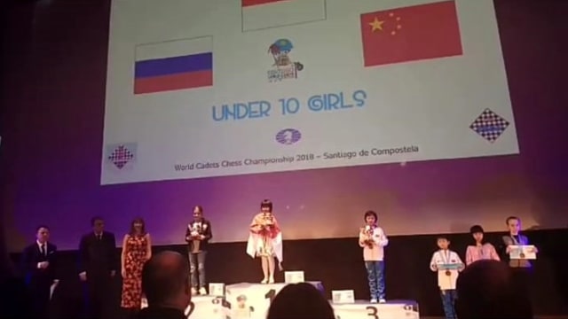 Samantha Edithso menjuarai World Cadets Chess Championships U10 di Spanyol, 3-16 November 2018. (Foto: Dok. Istimewa)