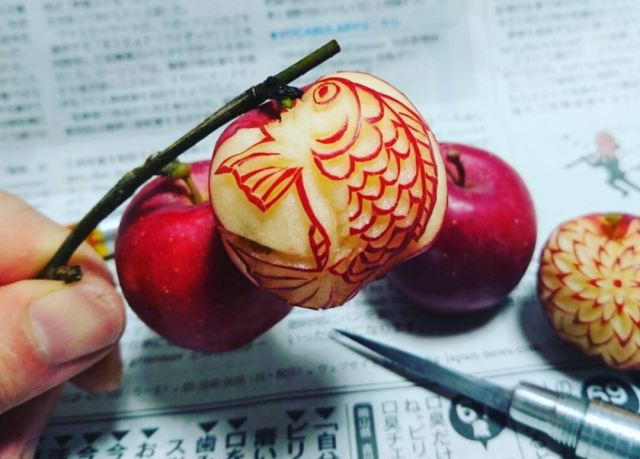 Ukiran buah dan sayur karya Takehiro Kishimoto (Foto: Instagram @gakugakugakugakugaku1)