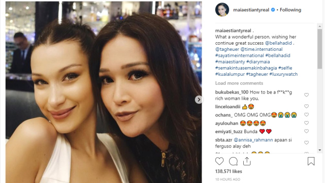 Maia Estianty dan Bella Hadid (Foto: instagram.com/maiaestiantyreal)