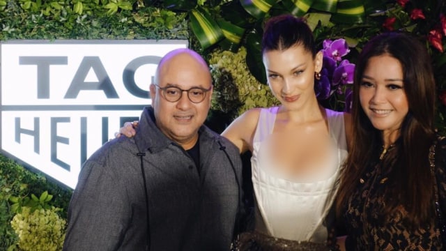 Maia Estianty dan Irwan Mussry bersama Bella Hadid di Kuala Lumpur, Malaysia. (Foto: Instagram/@maiaestiantyreal)