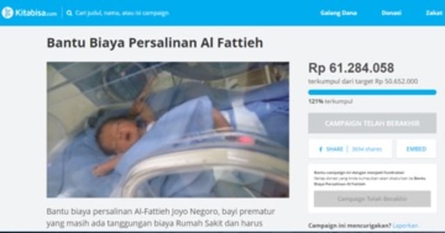 Donasi untuk Alfattieh agar bisa keluar dari rumah sakit. (Foto: Dok: Istimewa)