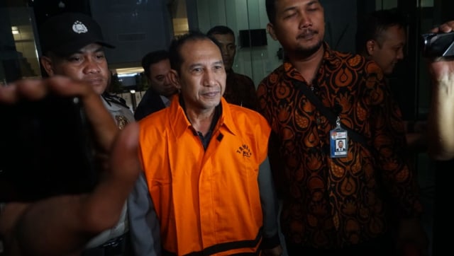 Hakim PN Jaksel Iswahyu Widodo usai diperiksa KPK terkait kasus OTT PN Jaksel. (Foto: Irfan Adi Saputra/kumparan)