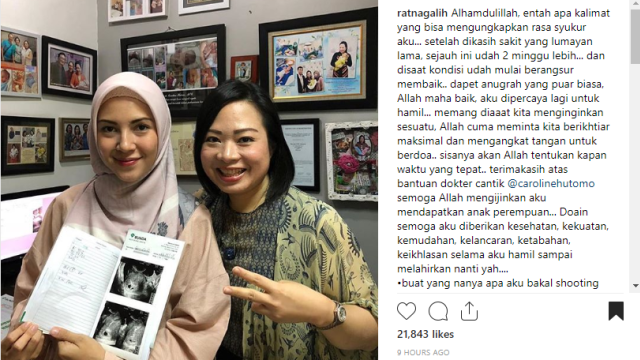 Ratna Galih umumkan kehamilan keempatnya. (Foto: instagram/ratnagalih)