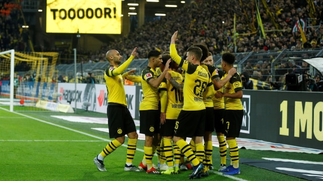 Selebrasi gol Marco Reus ke gawang Freiburg. (Foto: Reuters/Leon Kuegeler)