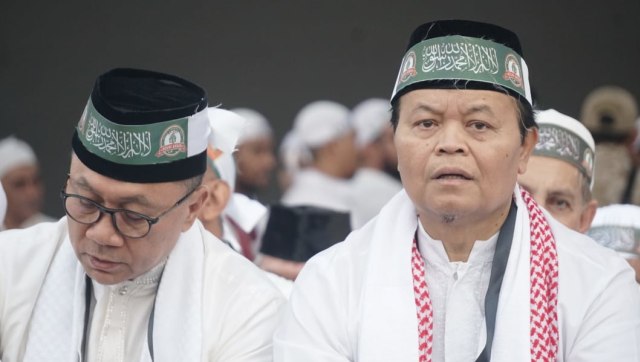 Hidayat Nur Wahid dan Zulkifli Hasan hadiri Reuni 212 di kawasan Monumen Nasional, Jakarta. (Foto: Nugroho Sejati/kumparan)