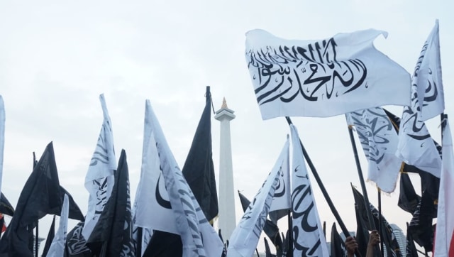Peserta dalam acara Reuni 212 di Monumen Nasional, Jakarta, Minggu (2/12/2018). (Foto: Nugroho Sejati/kumparan)