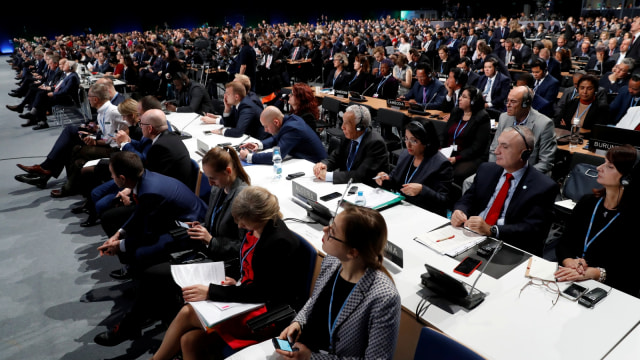 Suasana di acara COP24 UN Climate Change Conference 2018 di Katowice, Polandia. (Foto: REUTERS/Kacper Pempel)