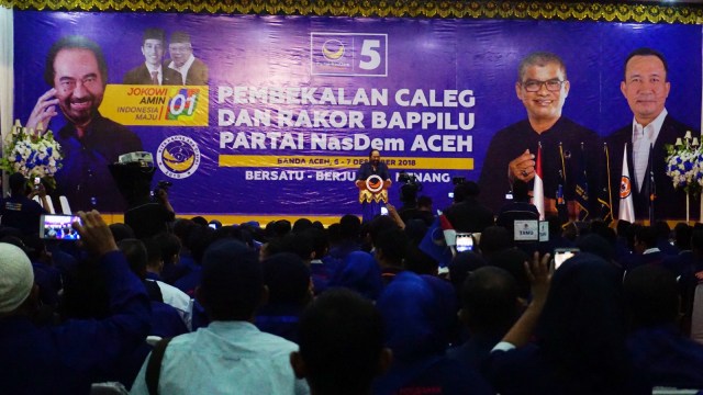 Ketua Umum Partai Nasdem Surya Paloh menggelar pertemuan dengan seluruh pengurus dan kader Nasdem di Aceh. (Foto: Zuhri Noviandi/kumparan)