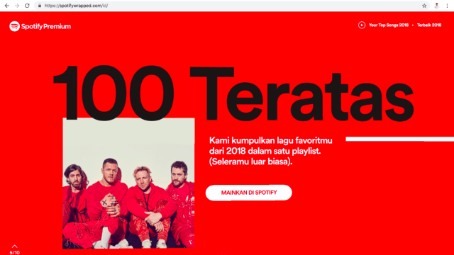 Spotify Wrapped 2018 - 100 Lagu Teratas. (Foto: kumparan)
