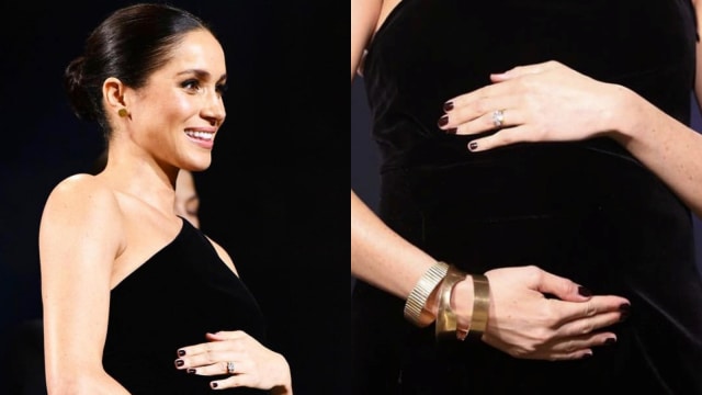 Meghan Markle warnai kuku jadi hitam. (Foto: Dok. Meghan Markle HD)