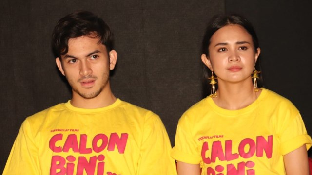 Pemain film Rizky Nazar (kiri) dan Michelle Ziudith, saat jumpa pers film 'Calon Bini'. (Foto: Munady Widjaja)