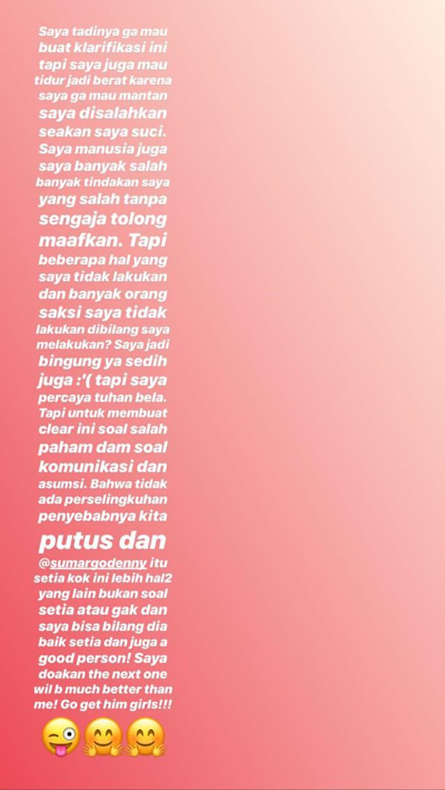 Unggahan Dita Soedarjo soal putus dengan Denny Sumargo. (Foto: Instagram/@ditasoedarjo)