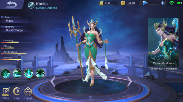 Kadita, hero baru 'Mobile Legends' yang terinspirasi Nyi Roro Kidul. (Foto: Moonton)