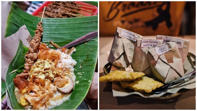 Angkringan Blendoek dan Nasi ayam Bu Nyoto. (Foto: Instagram: @omndutsukamakan & @kokodemenkuliner)