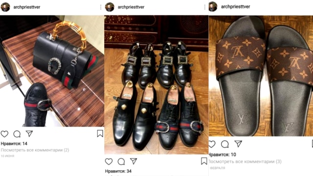 Scrennshoot foto koleksi Gucci & LV di IG Pendeta Vyacheslav Baskakov. (Foto: Twitter/@RusiaSeMueve)