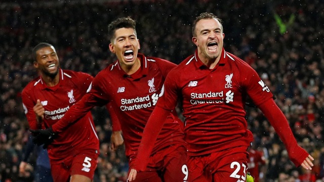 Xherdan Shaqiri mencetak dua gol untuk membawa Liverpool menang. (Foto: REUTERS/Phil Noble )
