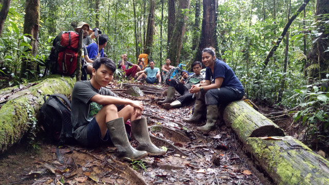 Melepas lelah saat menjelajah hutan Batang Toru (Foto: Nur Khafifah/kumparan)