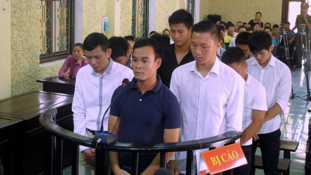 Sembilan pemain Vissai Ninh Binh yang terlibat pengaturan skor pada 2014. (Foto: Vietnam News Agency/AFP)