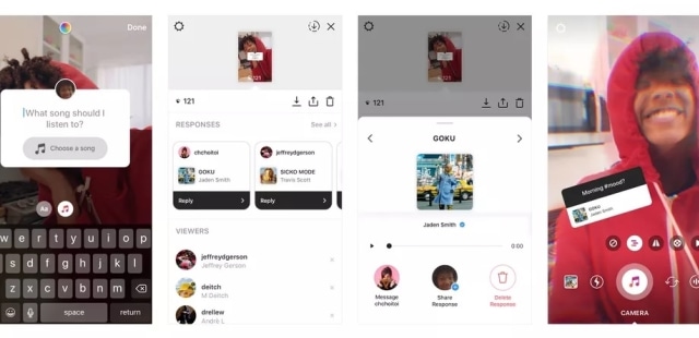 Menjawab stiker pertanyaan dengan musik di Instagram. (Foto: Instagram)