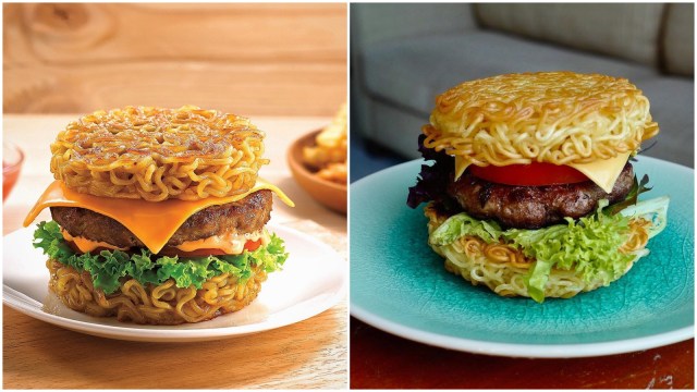 Resep Indomie burger. (Foto: Instagram: @indomieau & @nina_epicure)