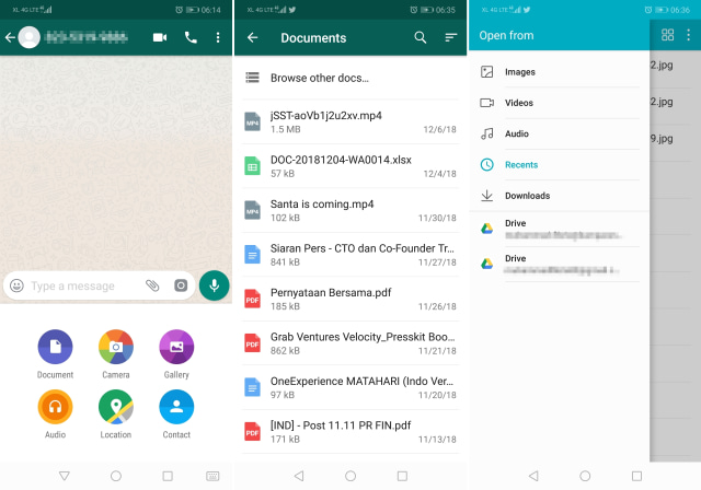 Berbagi foto dan video lewat kirim Document di WhatsApp. (Foto: Muhammad Fikrie/kumparan)