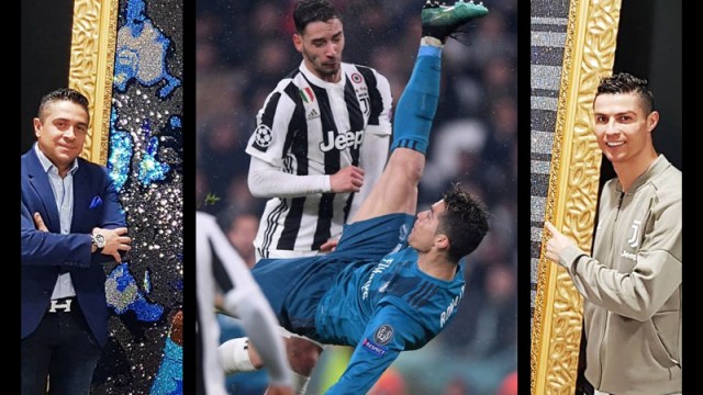 Seniman Kolombia Lukis Gol Salto Ronaldo Pakai Kristal Swarovski