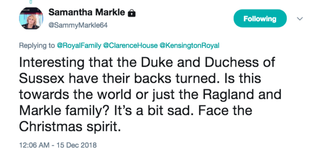 Kritikan Samantha Markle. (Foto: Dok. @samanthamarkle64/Twitter)