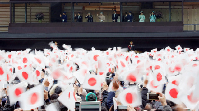 Suasana perayaan ulang tahun Kaisar Jepang Akihito. (Foto: REUTERS/Issei Kato)