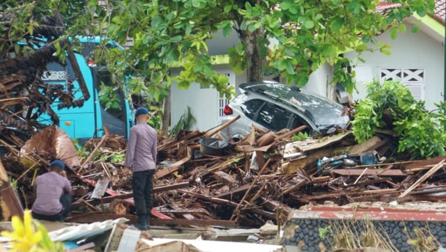 Kondisi Hotel Mutiara Carita usai diterjang tsunami di Selat Sunda. (Foto: Helmi Afandi Abdullah/kumparan)