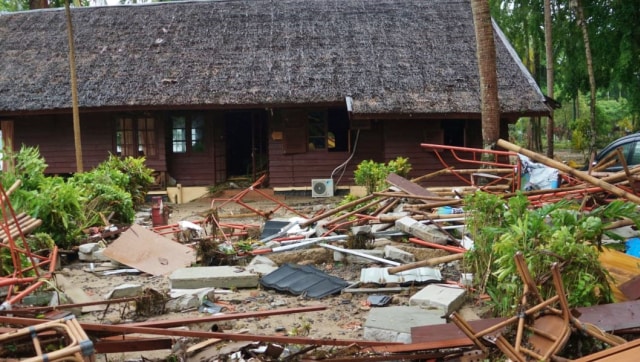Kondisi Hotel Mutiara Carita usai diterjang tsunami di Selat Sunda. (Foto: Helmi Afandi Abdullah/kumparan)