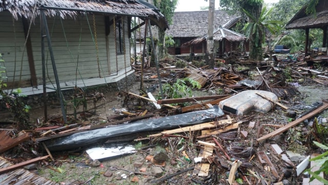 Kondisi Hotel Mutiara Carita usai diterjang tsunami di Selat Sunda. (Foto: Helmi Afandi Abdullah/kumparan)