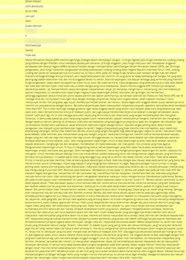 Motivasi caleg terpanjang di Pileg 2019. (Foto: Screenshot laman KPU)