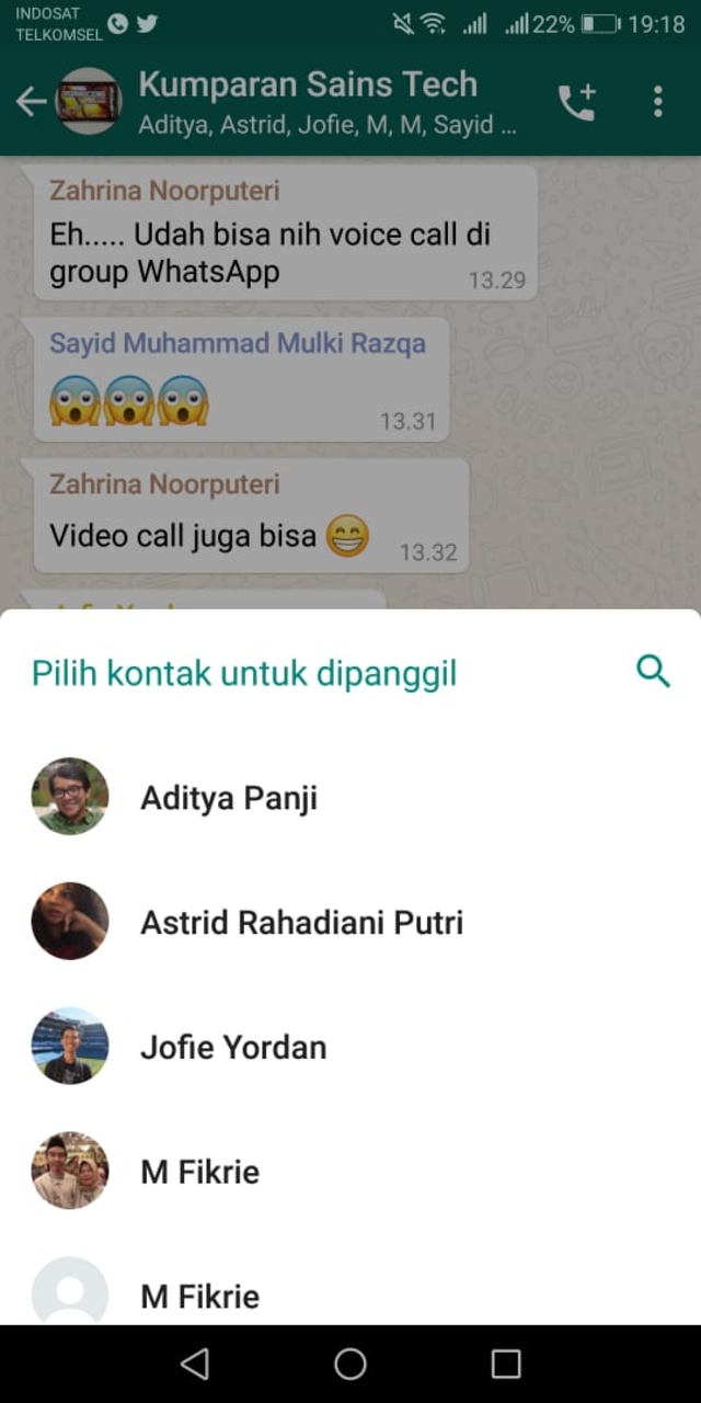 Cara melakukan voice dan video call di WhatsApp group pada smartphone Android. (Foto: kumparan)