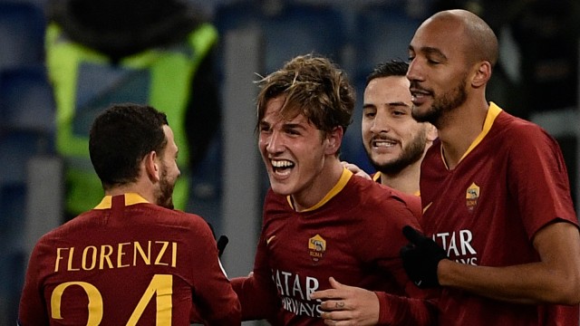 Perayaan gol Nicolo Zaniolo. (Foto: AFP/Filippo Monteforte)