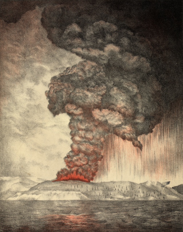 Litograf Erupsi Krakatau tahun1888. (Foto: Wikipedia)