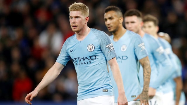 Pemain-pemain Manchester City di laga melawan Leicester City. (Foto: Reuters/Carl Recine)