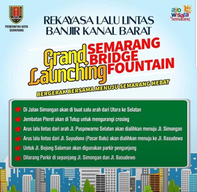 Rute pengalihan lalu lintas saat malam tahun baru di Semarang. (Foto: Dok. Pemkot Semarang)