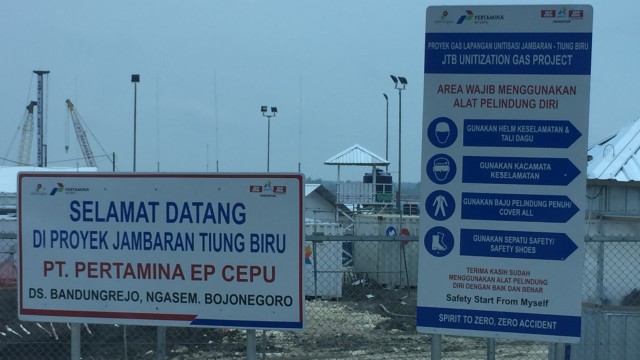 Lokasi proyek Gas Jambaran-Tiung Biru (J-TB) di Desa Bandungrejo, Kecamatan Ngasem, Kabupaten Bojonegoro, Jawa Timur, Jumat (4/1). (Foto: Nurul Nur Azizah/kumparan)