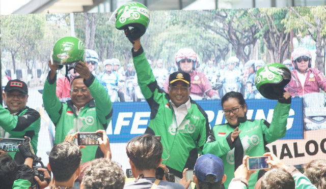 Kolaborasi Go-Jek dan Kementerian Perhubungan mengadakan pelatihan safety riding. (Foto: Istimewa)