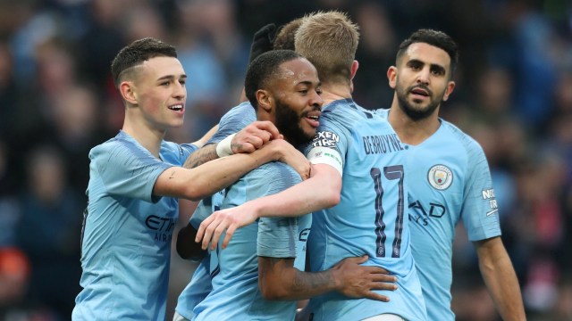 Selebrasi gol pemain Manchester City. (Foto: REUTERS/Jon Super)
